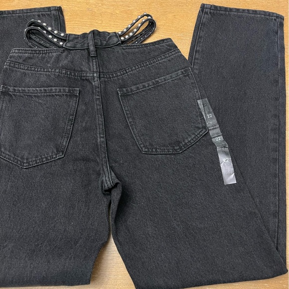 NWT Kendall & Kylie Eco Black Strappy Stud Dad Jeans - Picture 5 of 7